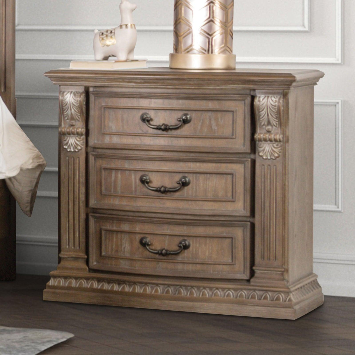 Seven Oaks Weathered Oak Night Stand by Furniture of America at Eve Furniture