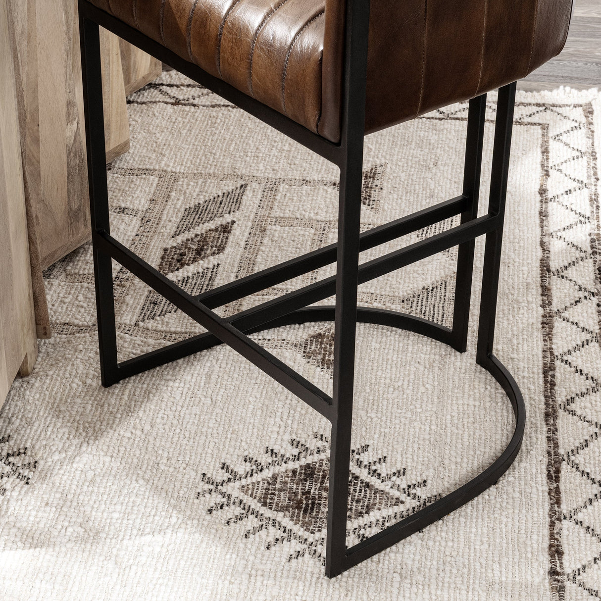 Seville Leather Rustic Brown Bar Stool by Classic Home at Eve Furniture