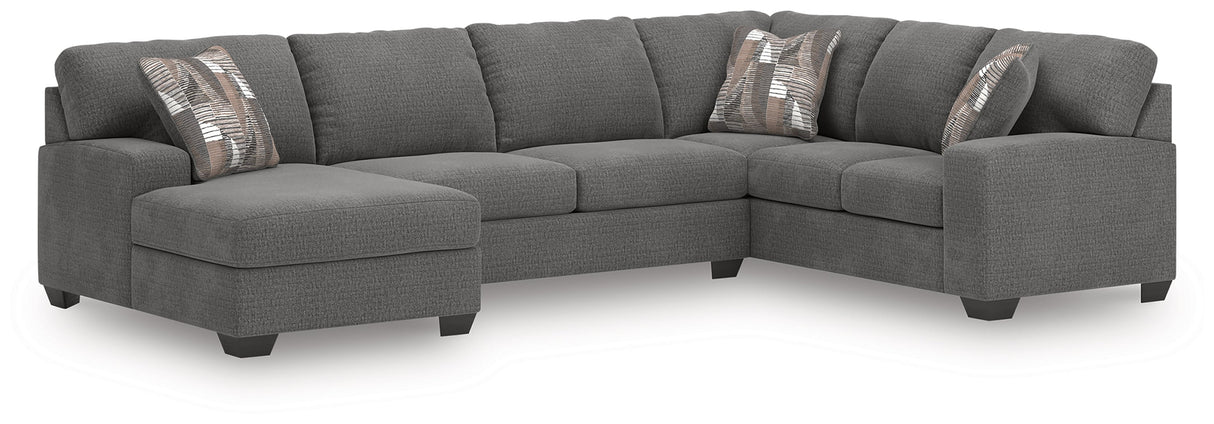 Newellen Greystone 3-Piece Left Arm Facing (Left Arm Facing (LAF)) Chaise Sleeper Sectional by Ashley at Eve Furniture