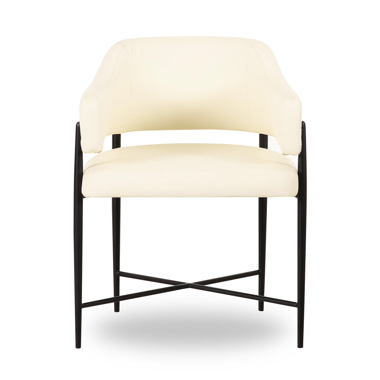 Sezanne Cream Vegan Leather and 2-Tone Jacquard Dining Chair by TOV Furniture at Eve Furniture
