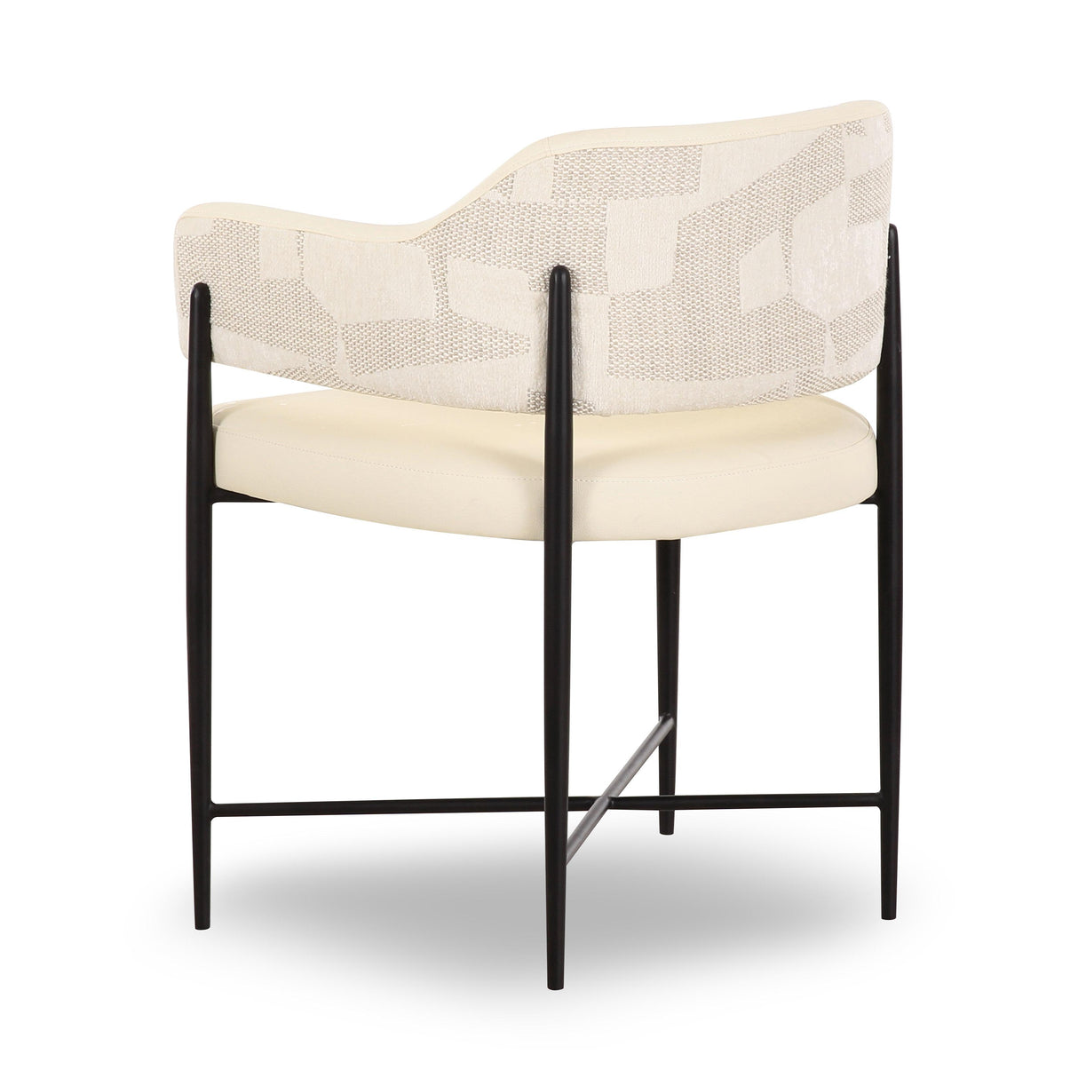 Sezanne Cream Vegan Leather and 2-Tone Jacquard Dining Chair by TOV Furniture at Eve Furniture
