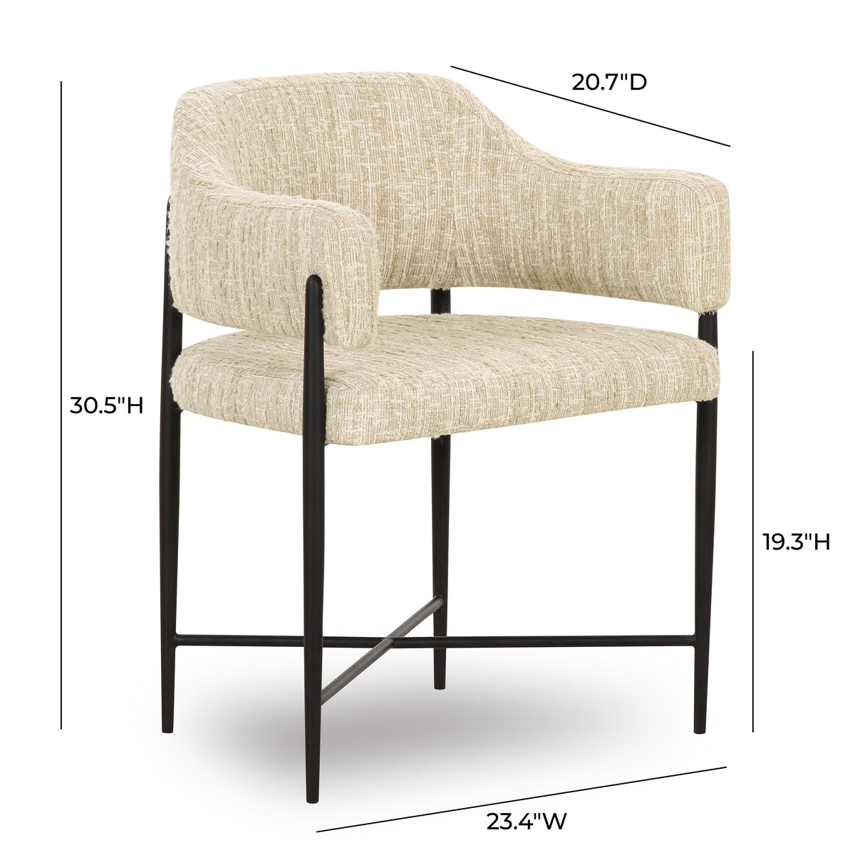 Sezanne Taupe Textured Performance Boucle Dining Chair by TOV Furniture at Eve Furniture