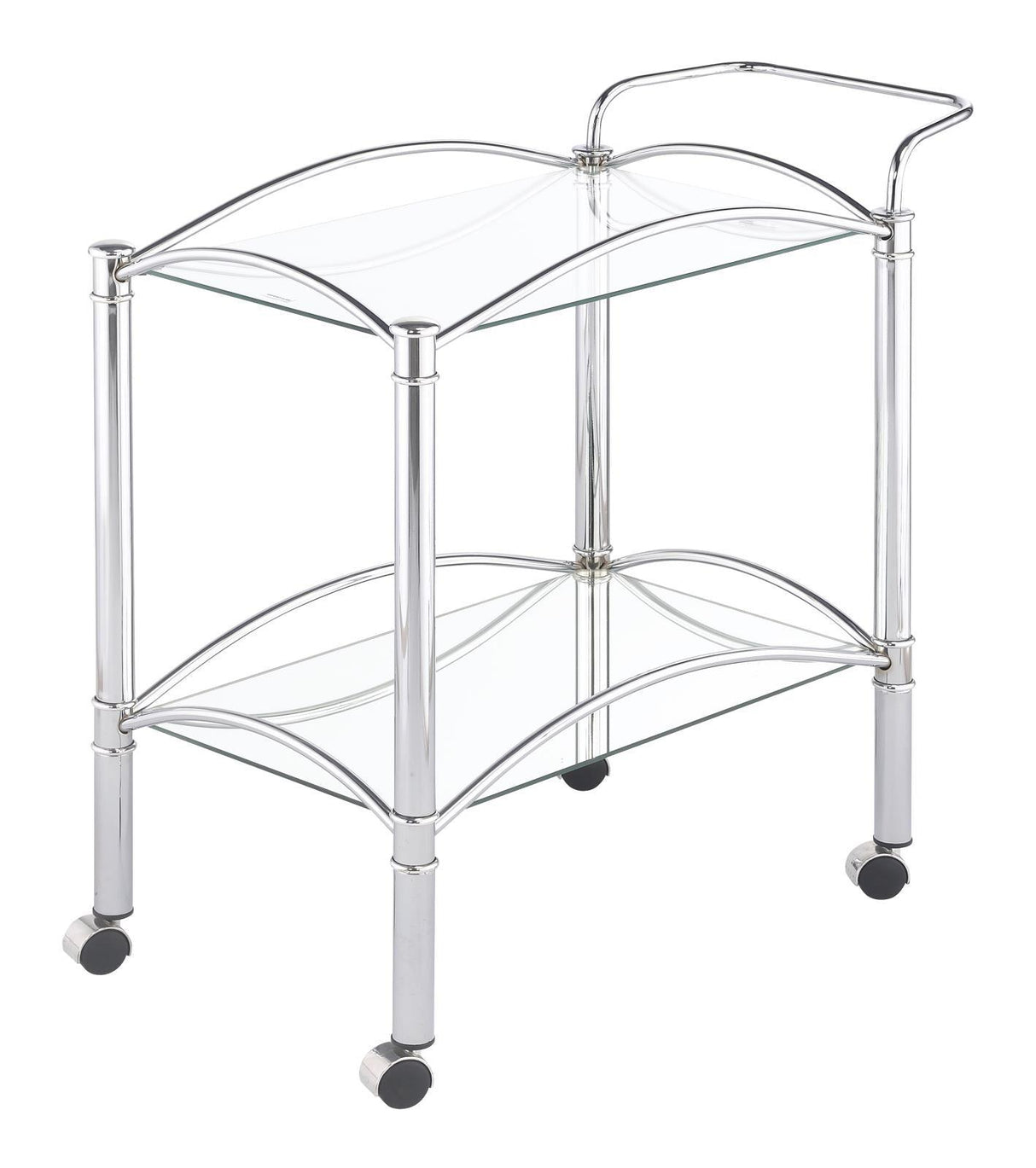 Shadix Chrome/Clear 2-Tier Serving Cart with Glass Top by Coaster at Eve Furniture