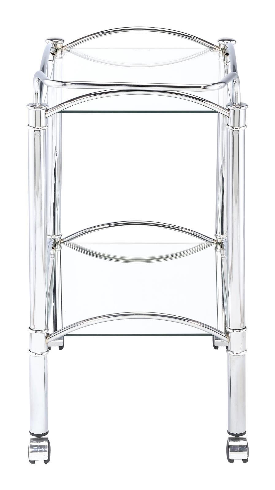 Shadix Chrome/Clear 2-Tier Serving Cart with Glass Top by Coaster at Eve Furniture