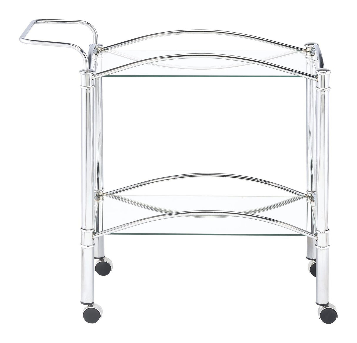Shadix Chrome/Clear 2-Tier Serving Cart with Glass Top by Coaster at Eve Furniture