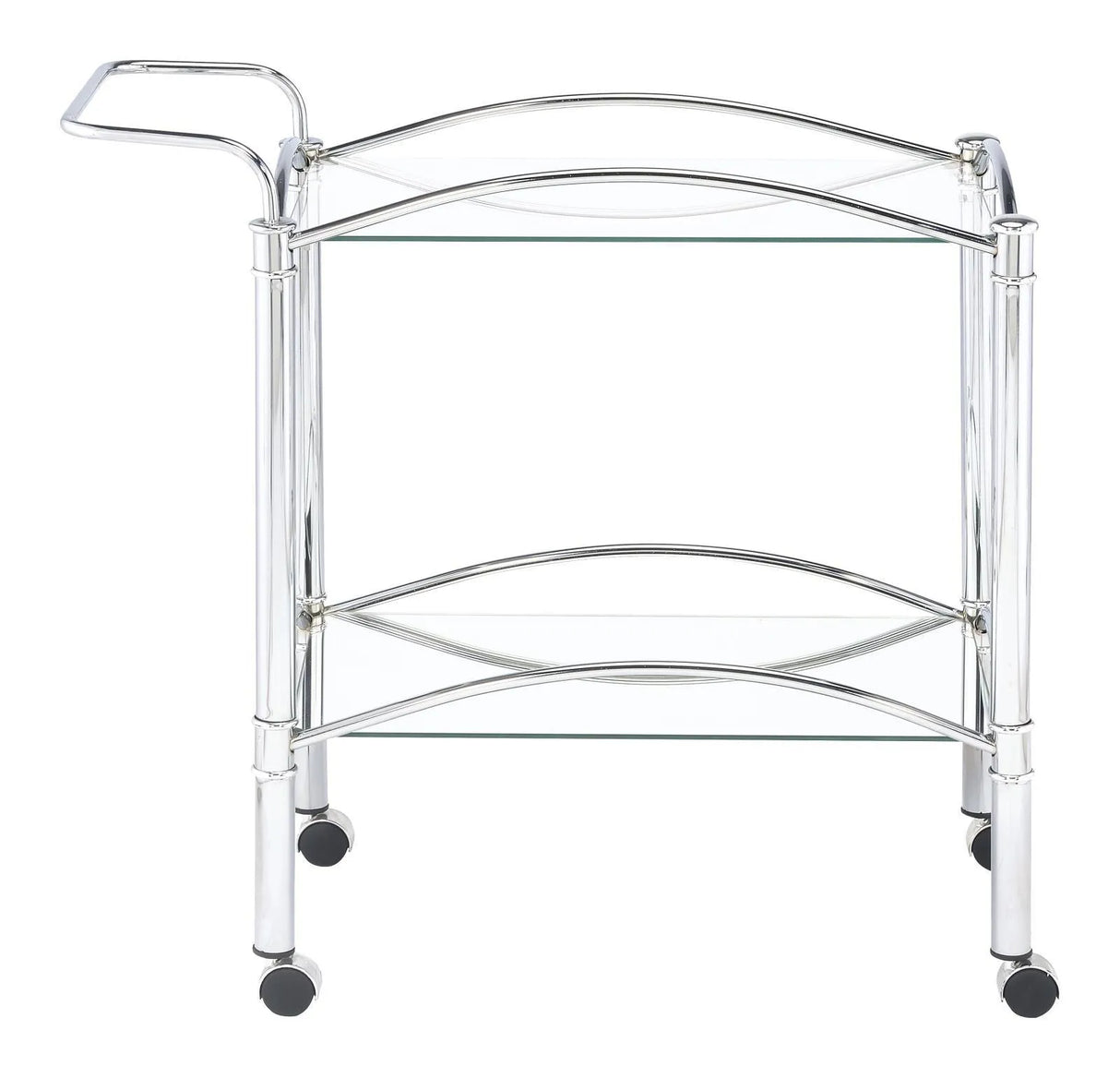 Shadix Chrome/Clear 2-Tier Serving Cart with Glass Top by Coaster at Eve Furniture