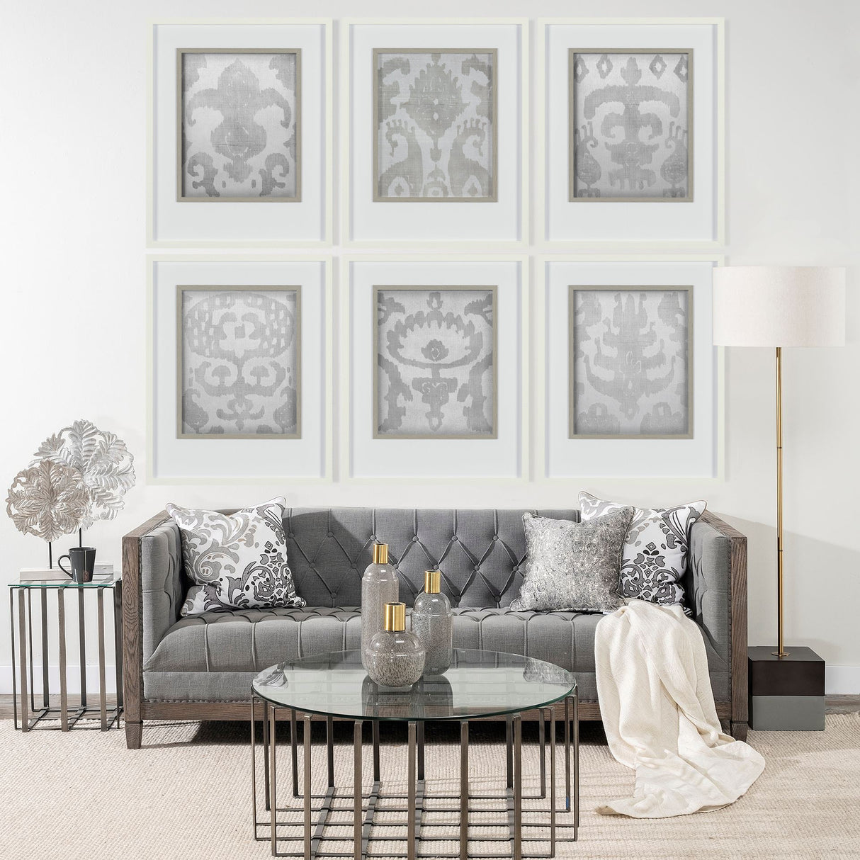 Shadow Ikat II by Chariklia Zarris a Hand Embellished Textured Framed Art Print Matted under Glass by Mercana at Eve Furniture