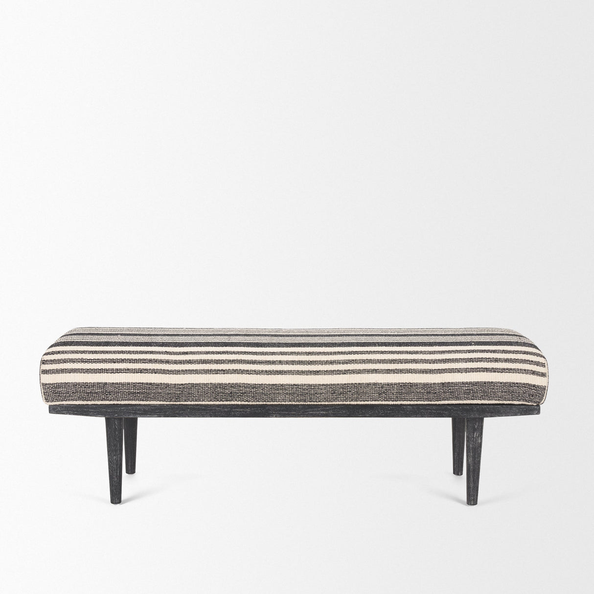Shae Black Wood w/ Black and Cream Upholstered Bench by Mercana at Eve Furniture