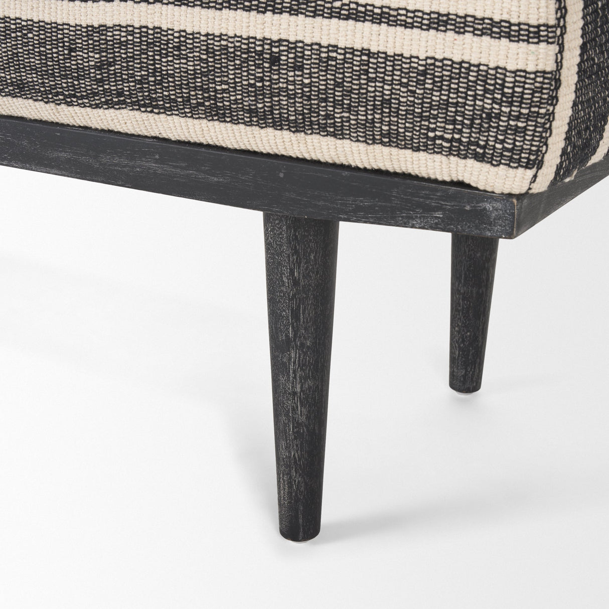Shae Black Wood w/ Black and Cream Upholstered Bench by Mercana at Eve Furniture