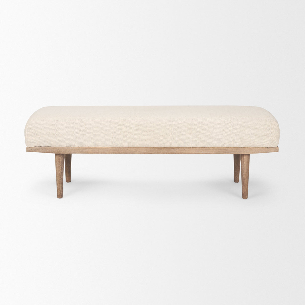 Shae Brown Wood w/ Oatmeal Fabric Bench by Mercana at Eve Furniture
