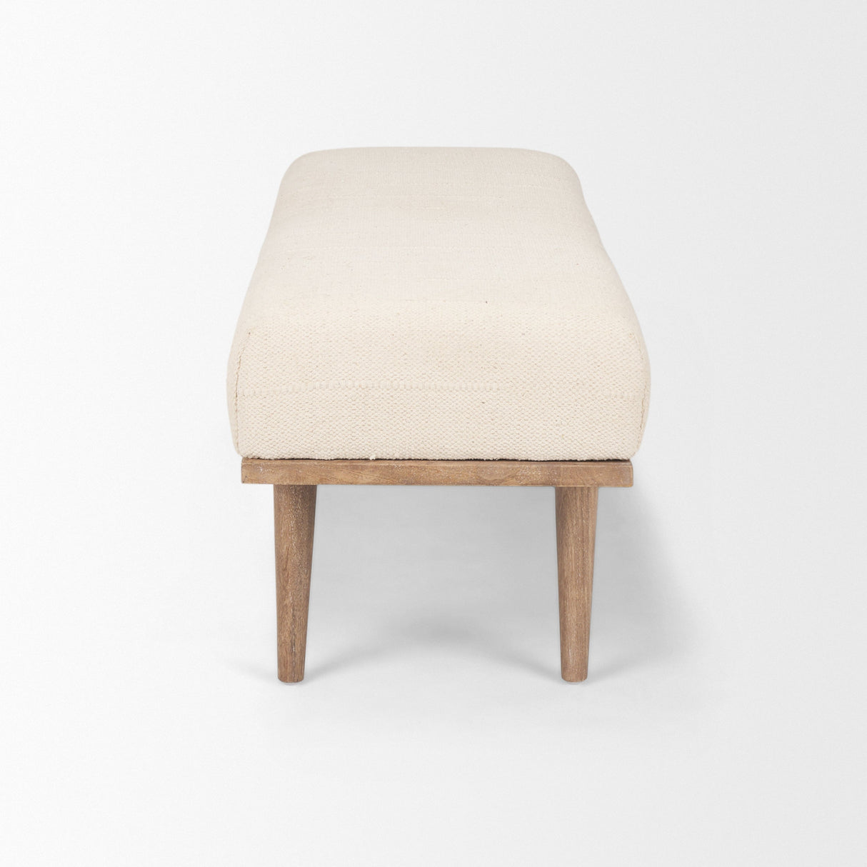 Shae Brown Wood w/ Oatmeal Fabric Bench by Mercana at Eve Furniture