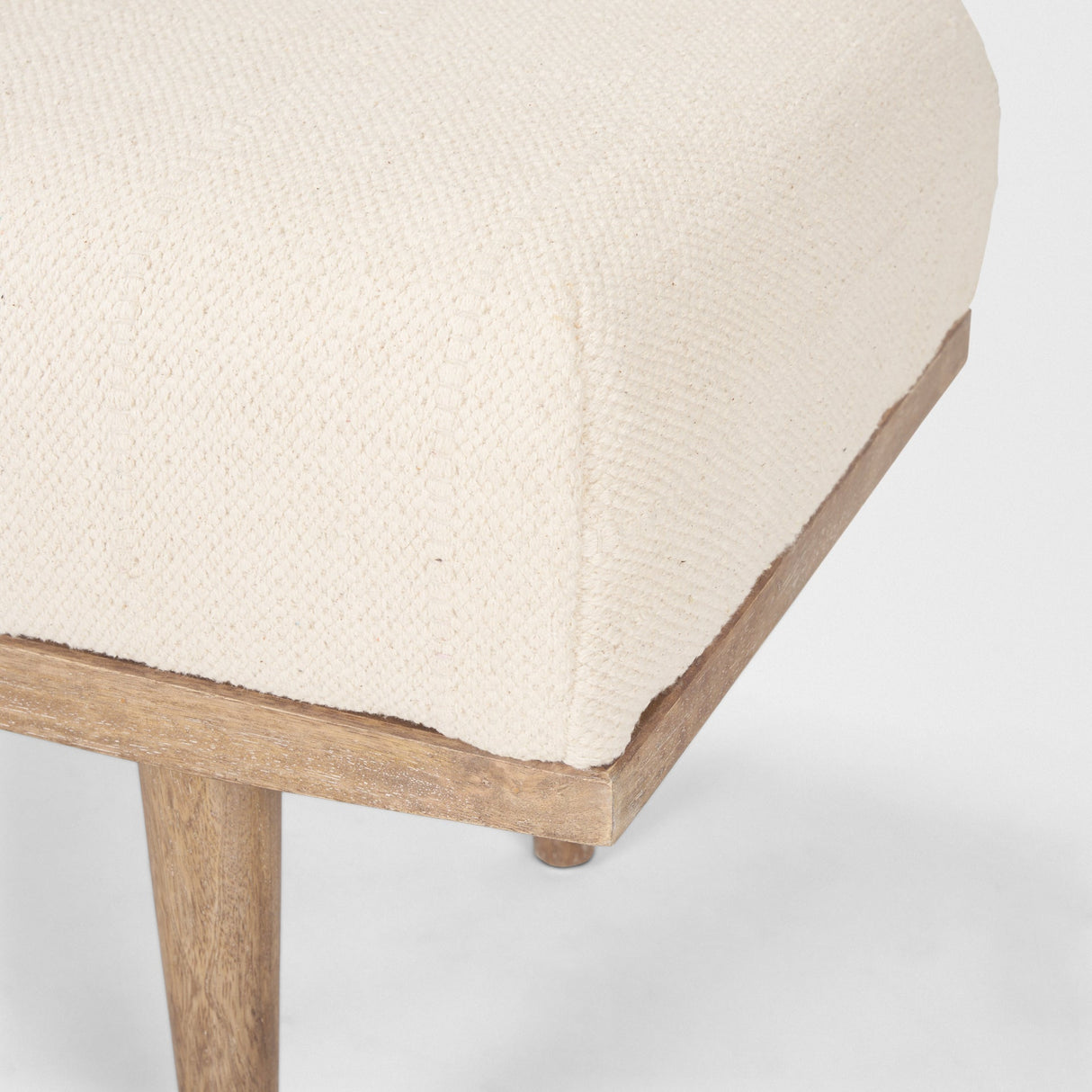 Shae Brown Wood w/ Oatmeal Fabric Bench by Mercana at Eve Furniture