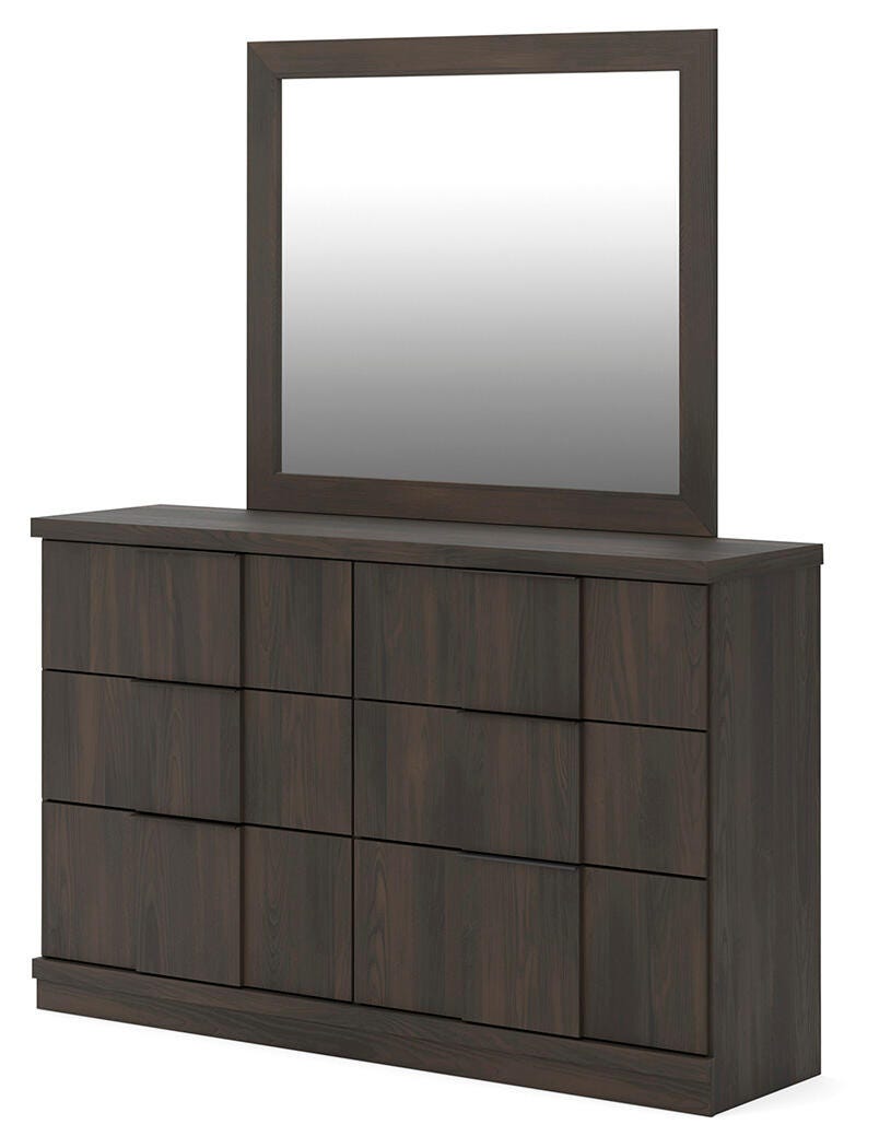 Shaehartin Dark Brown Dresser and Mirror