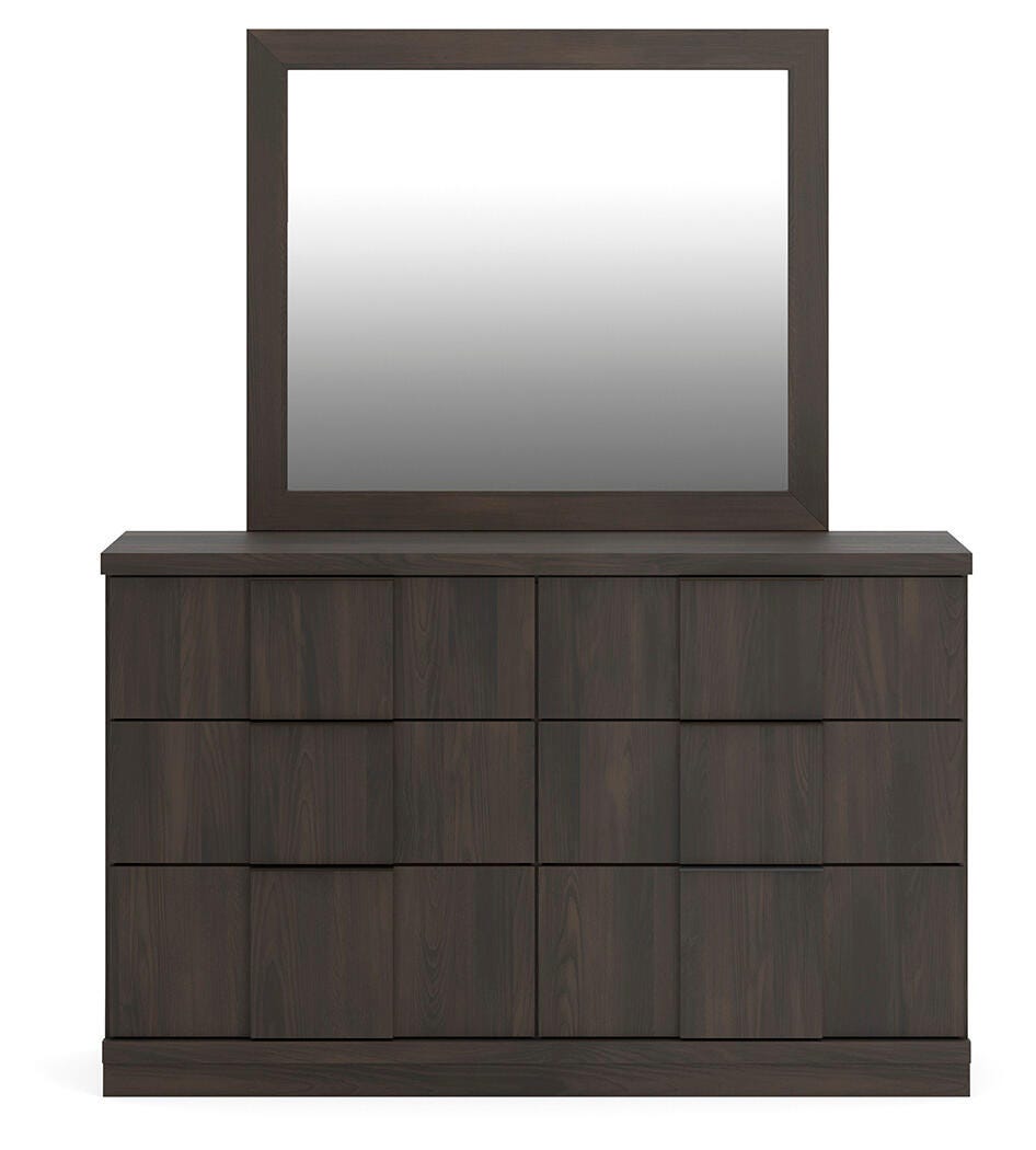 Shaehartin Dark Brown Dresser and Mirror