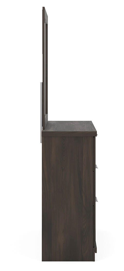 Shaehartin Dark Brown Dresser and Mirror