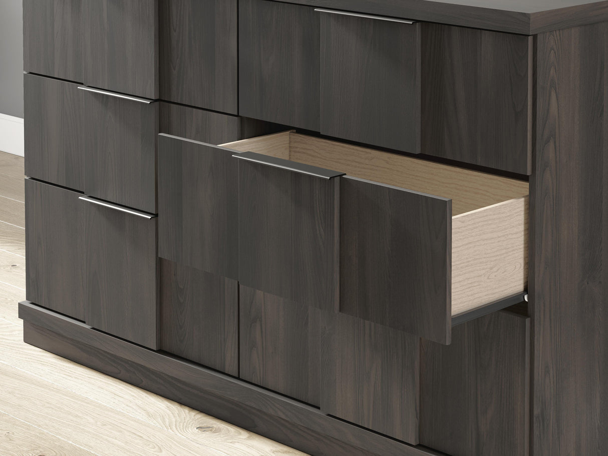 Shaehartin Dark Brown Dresser and Mirror