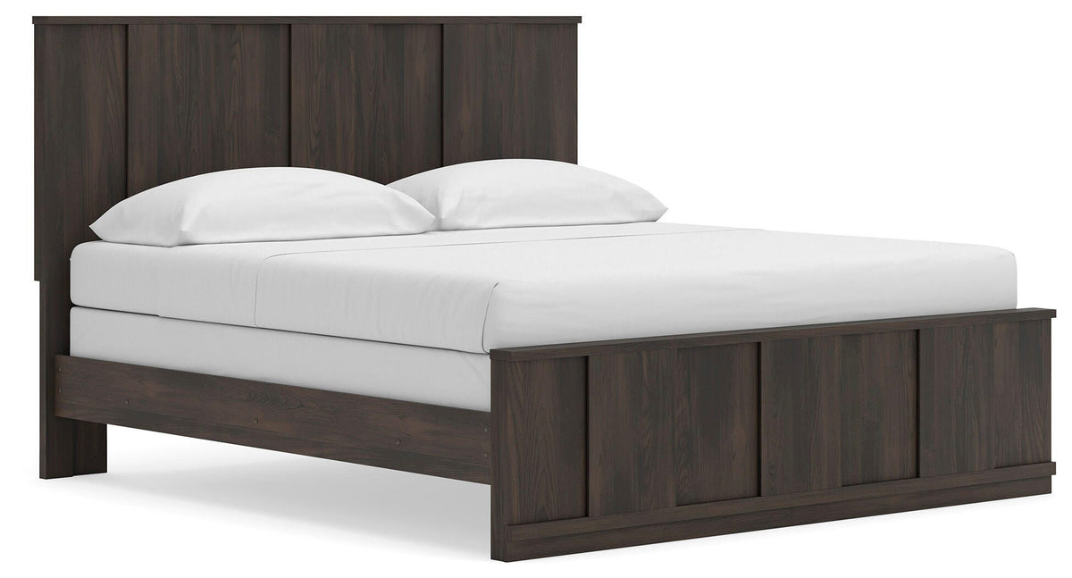 Shaehartin Dark Brown King Panel Bed by Ashley at Eve Furniture
