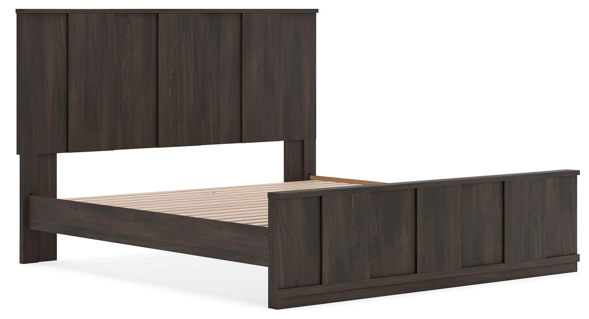 Shaehartin Dark Brown King Panel Platform Bed by Ashley at Eve Furniture