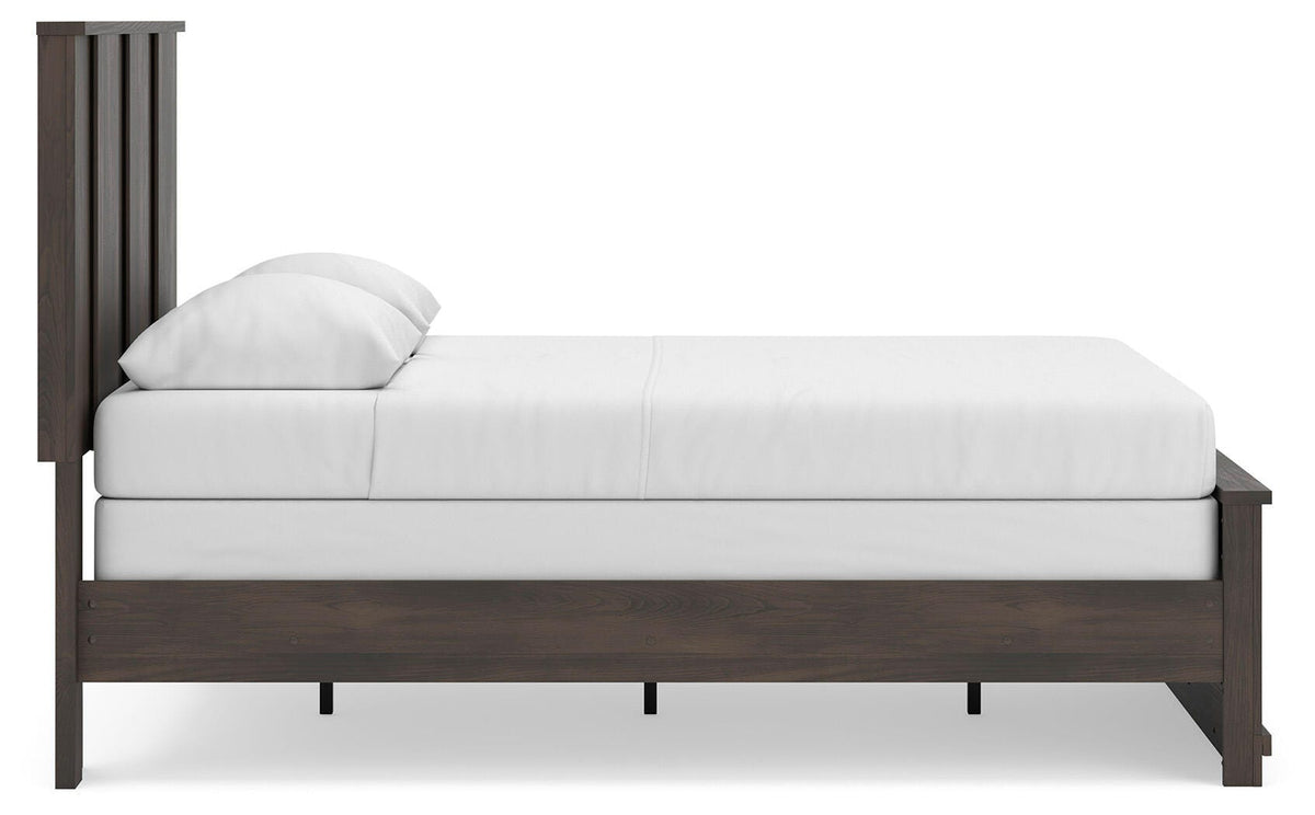 Shaehartin Dark Brown Queen Panel Bed by Ashley at Eve Furniture