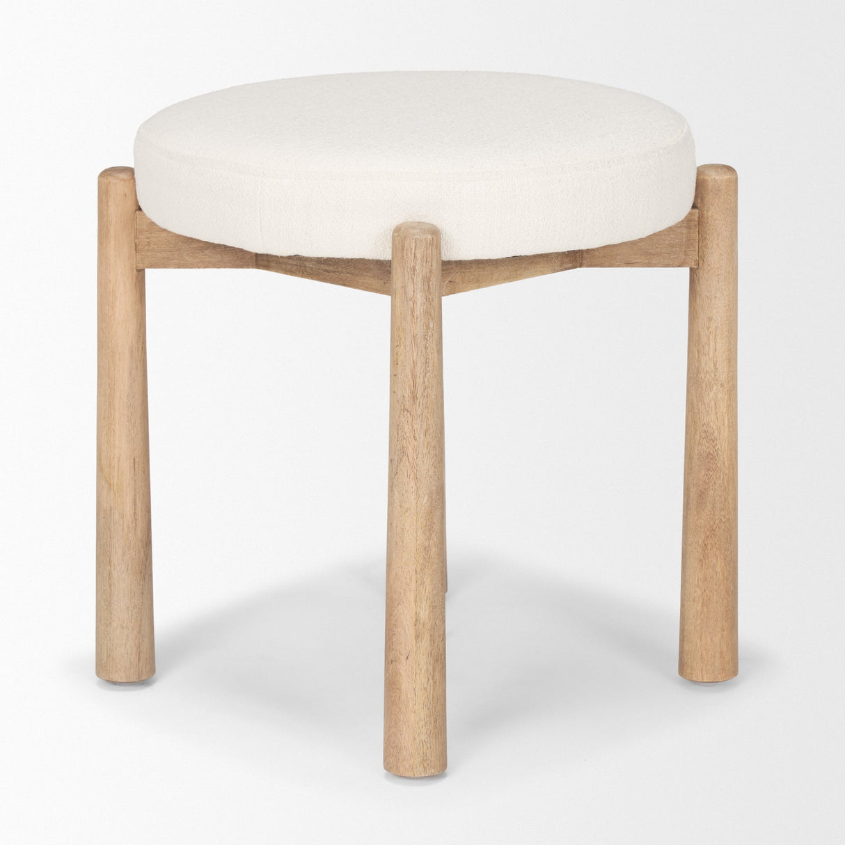 Shaiden Brown Wood w/ Cream Fabric Stool by Mercana at Eve Furniture