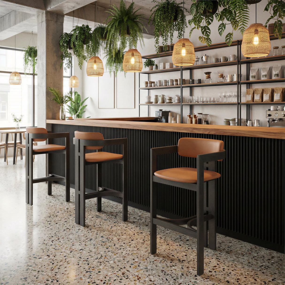 Shaili Brown Barstool by Zuomod at Eve Furniture