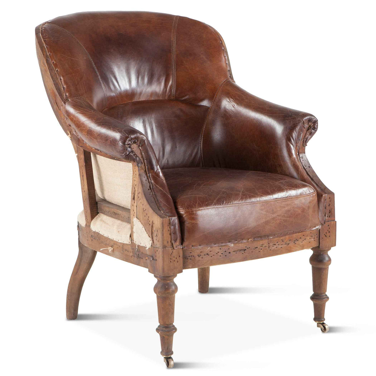 Shakespeare 28" Deconstructed Accent Chair in Vintage Cigar Leather by Home Trends & Design at Eve Furniture
