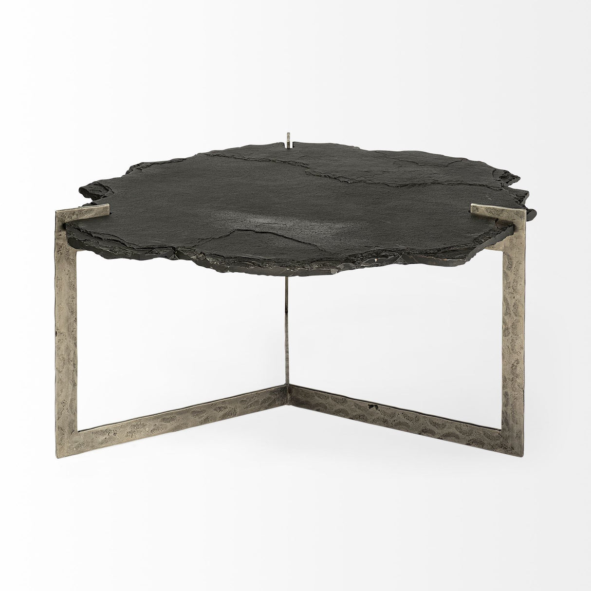 Shale 37" Irregular Live-Edge Black Slate w/Flat Iron Base Coffee Table by Mercana at Eve Furniture