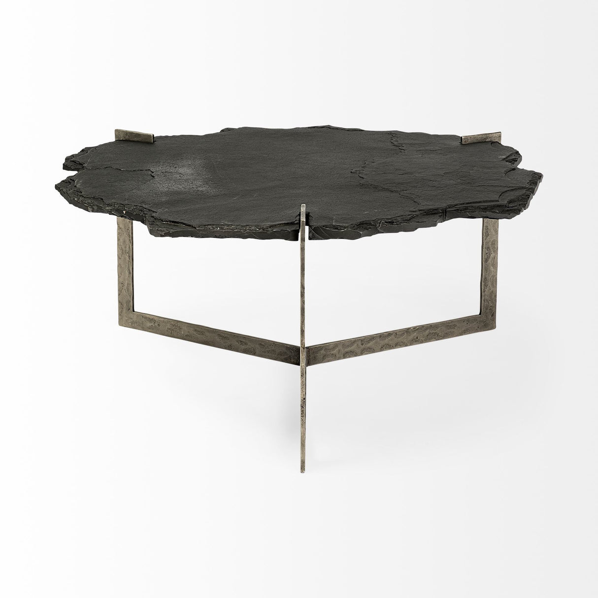 Shale 37" Irregular Live-Edge Black Slate w/Flat Iron Base Coffee Table by Mercana at Eve Furniture