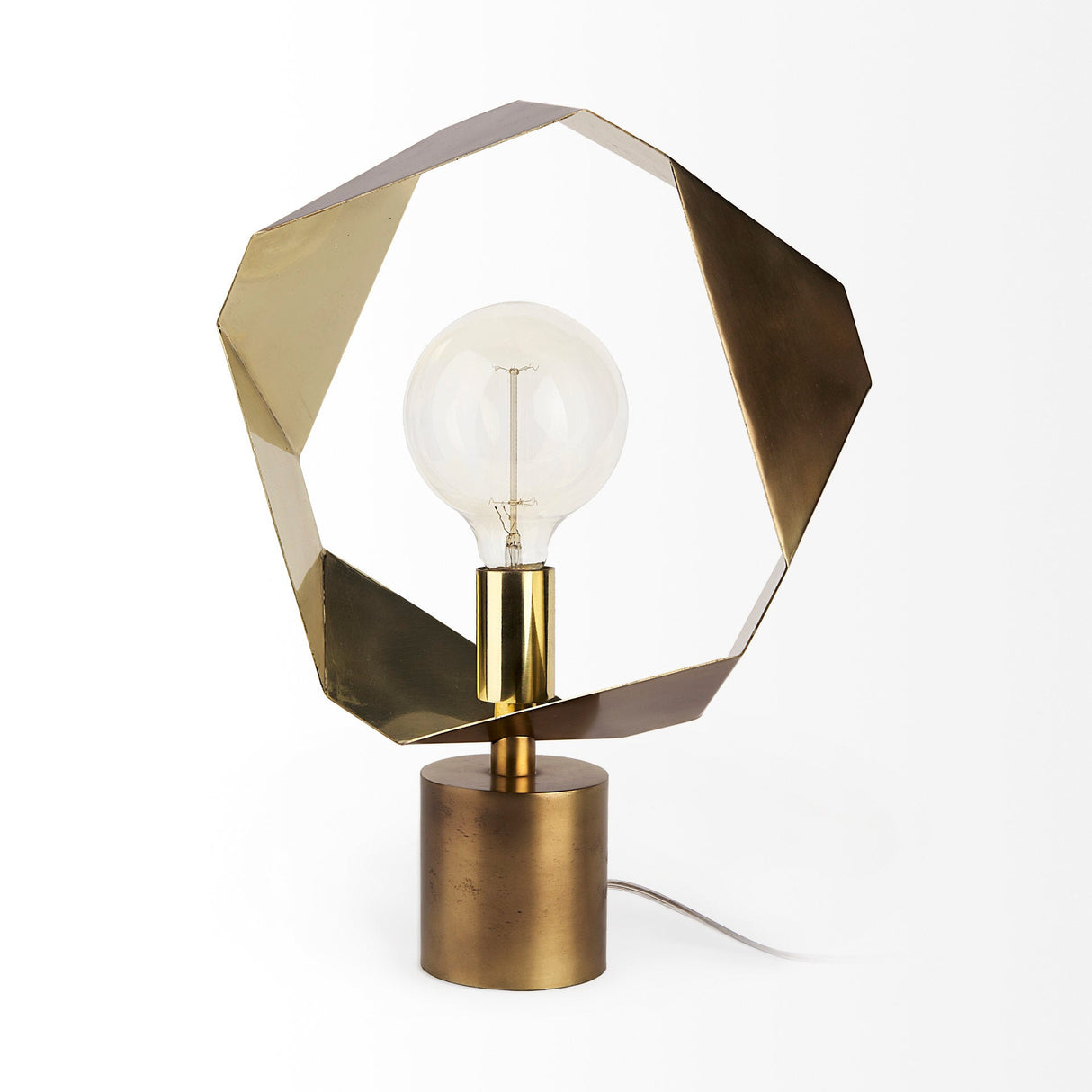Shamir 15L x 15W Gold Geometric Metal Table Lamp by Mercana at Eve Furniture