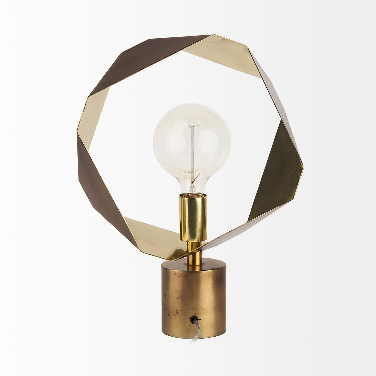 Shamir 15L x 15W Gold Geometric Metal Table Lamp by Mercana at Eve Furniture