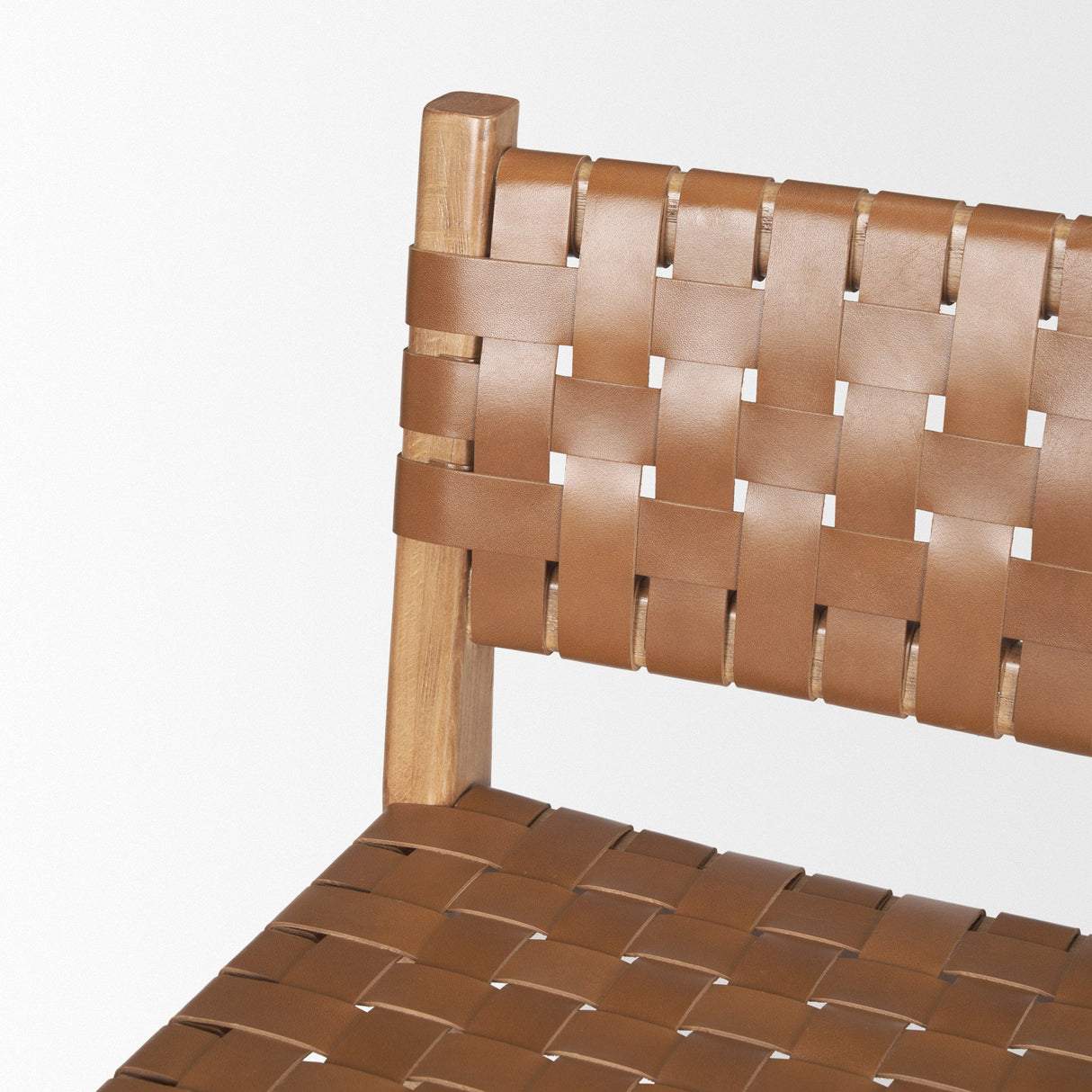 Shane Brown Wood w/ Woven Brown Leather Counter Stool by Mercana at Eve Furniture