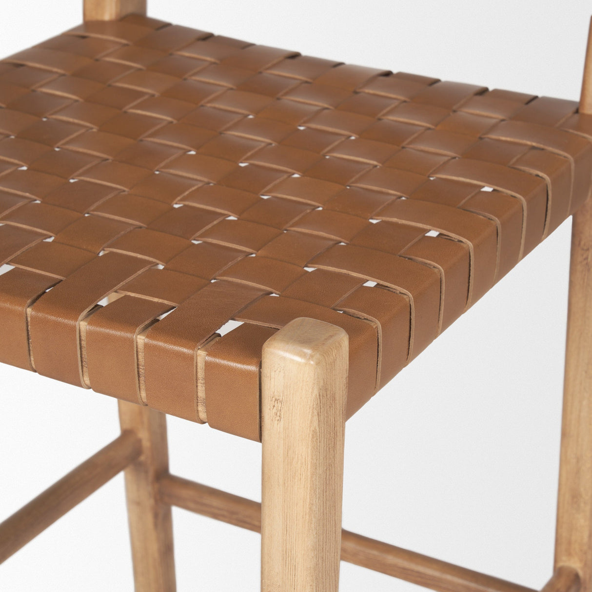 Shane Brown Wood w/ Woven Brown Leather Counter Stool by Mercana at Eve Furniture
