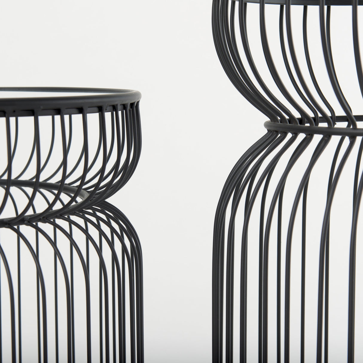 Shani Set of 2 Round, Black Metal w/ Glass, Accent Tables by Mercana at Eve Furniture