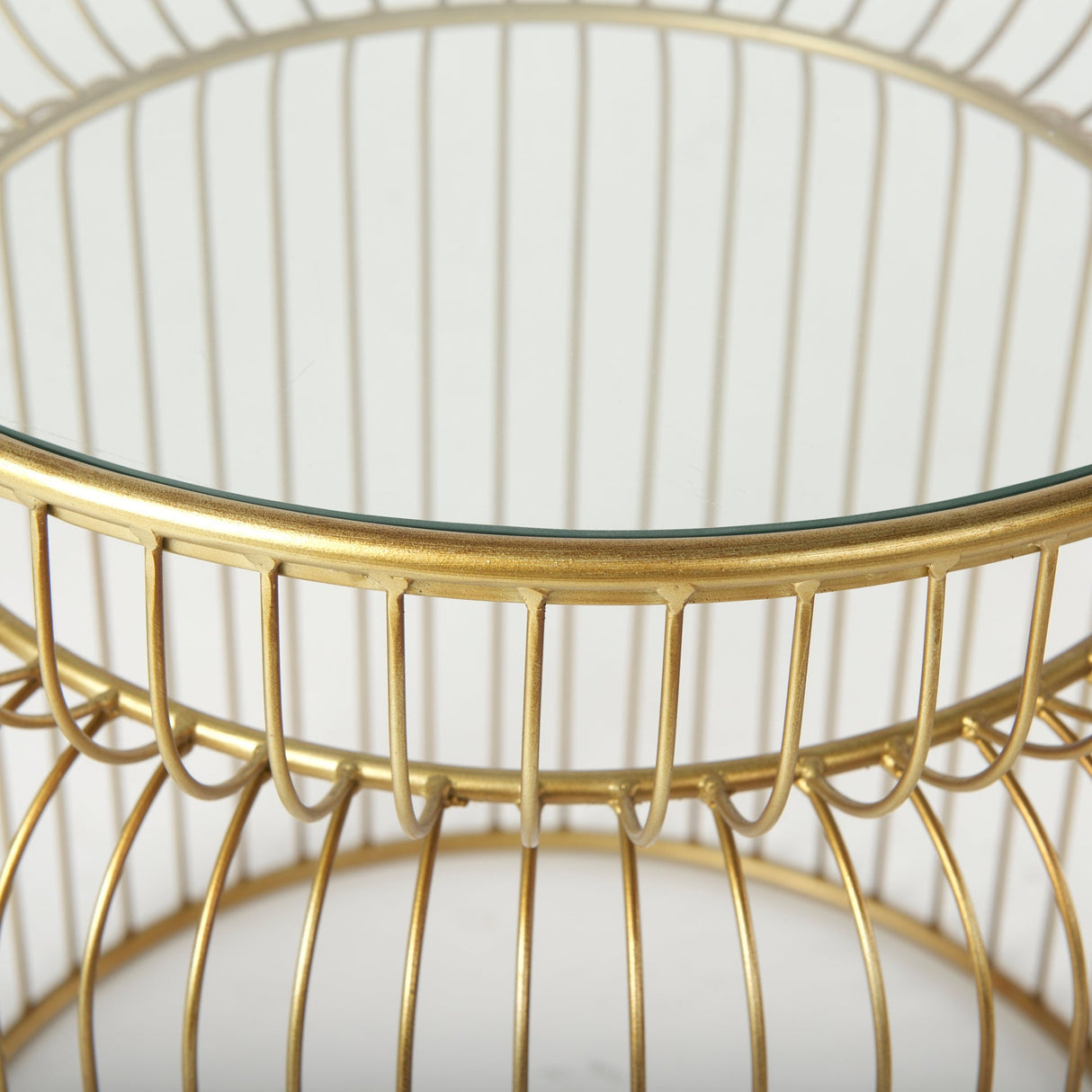 Shani Set of 2 Round, Gold Metal w/ Glass Accent Tables by Mercana at Eve Furniture