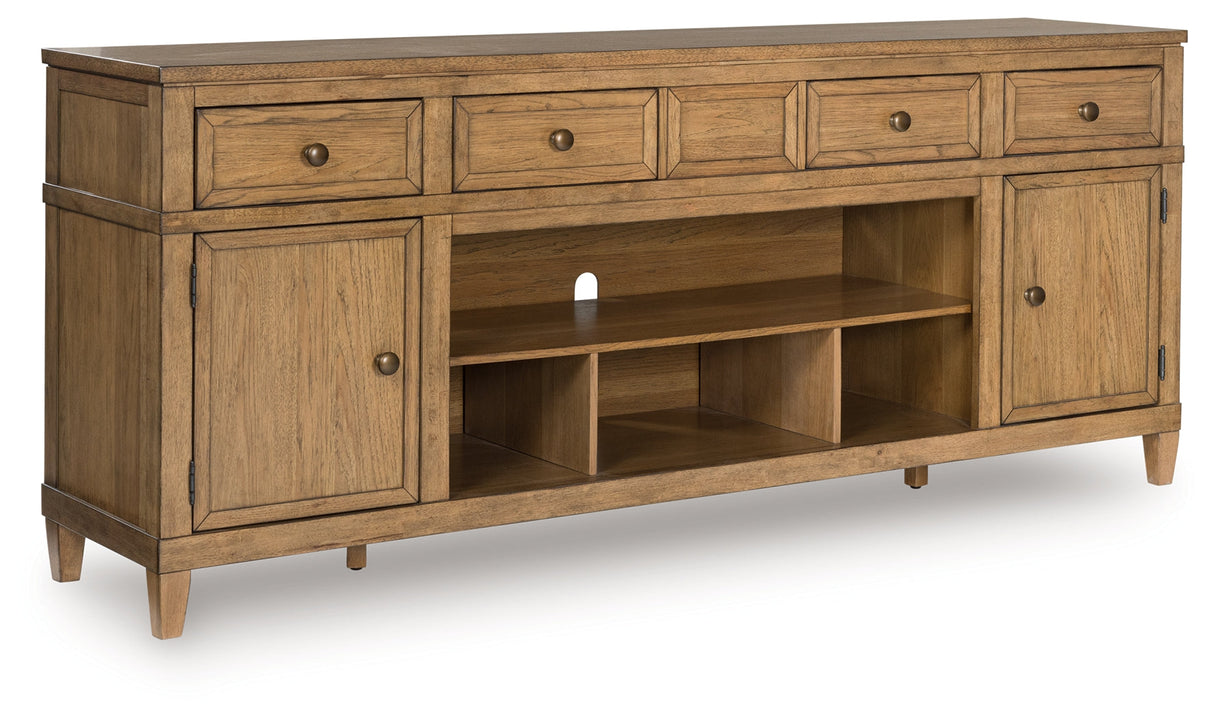 Sharlance Light Brown 81" TV Stand by Ashley at Eve Furniture