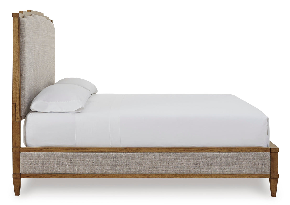 Sharlance Light Brown Queen Upholstered Panel Bed by Ashley at Eve Furniture