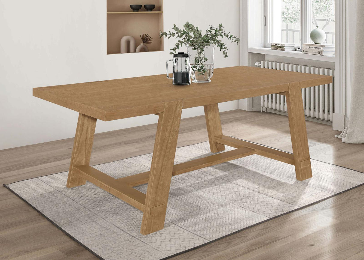 Sharon Blue and Brown Rectangular Trestle Base Dining Table by Coaster at Eve Furniture