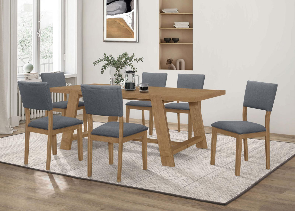 Sharon Blue/Brown 7-Piece Rectangular Trestle Base Dining Set by Coaster at Eve Furniture