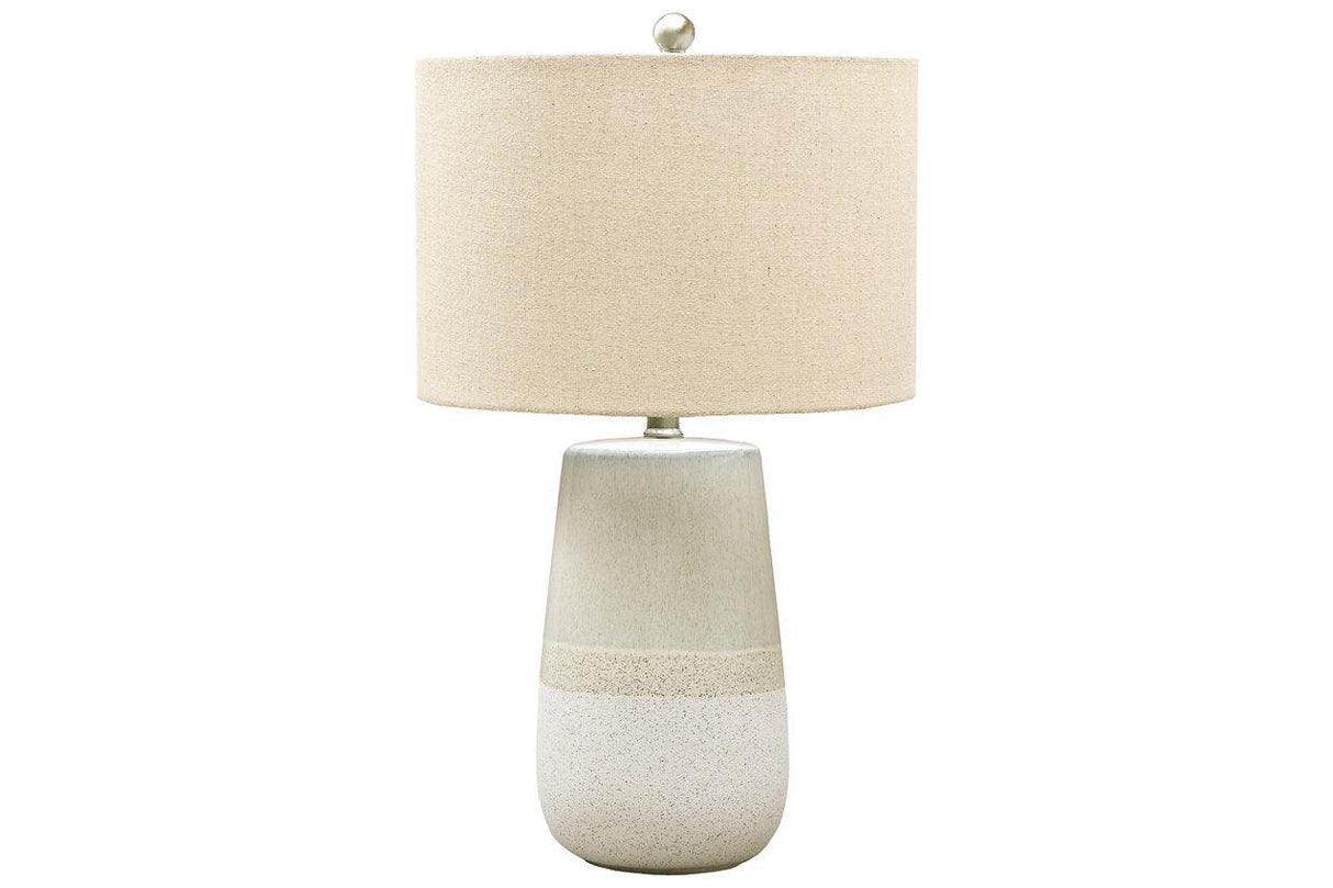 Shavon Beige/White Table Lamp by Ashley at Eve Furniture