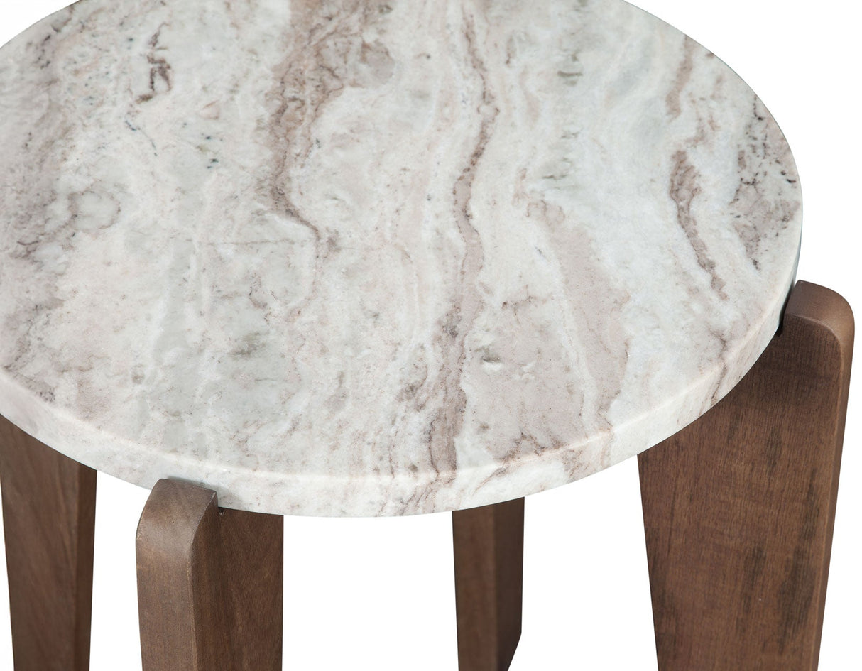 Shavon Toronto Brown Solid Marble Round End Table by Steve Silver at Eve Furniture