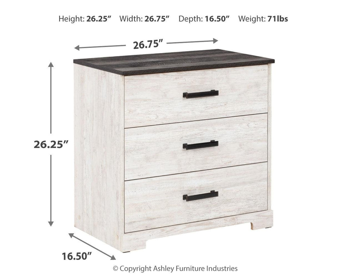 Shawburn Full Panel Headboard Bed with Dresser and 2 Nightstands in Whitewash by Ashley at Eve Furniture