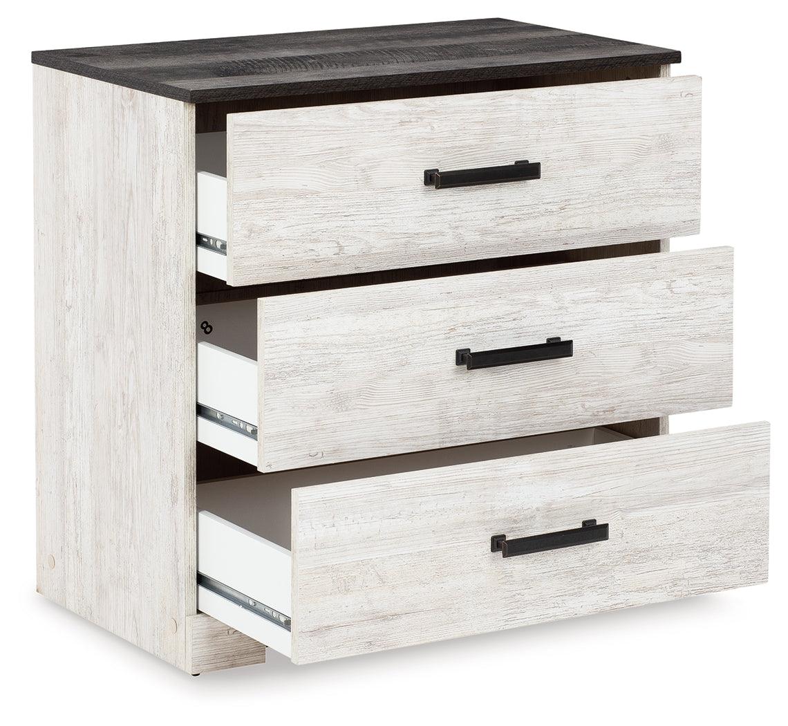 Shawburn Full Panel Headboard Bed with Dresser and 2 Nightstands in Whitewash by Ashley at Eve Furniture