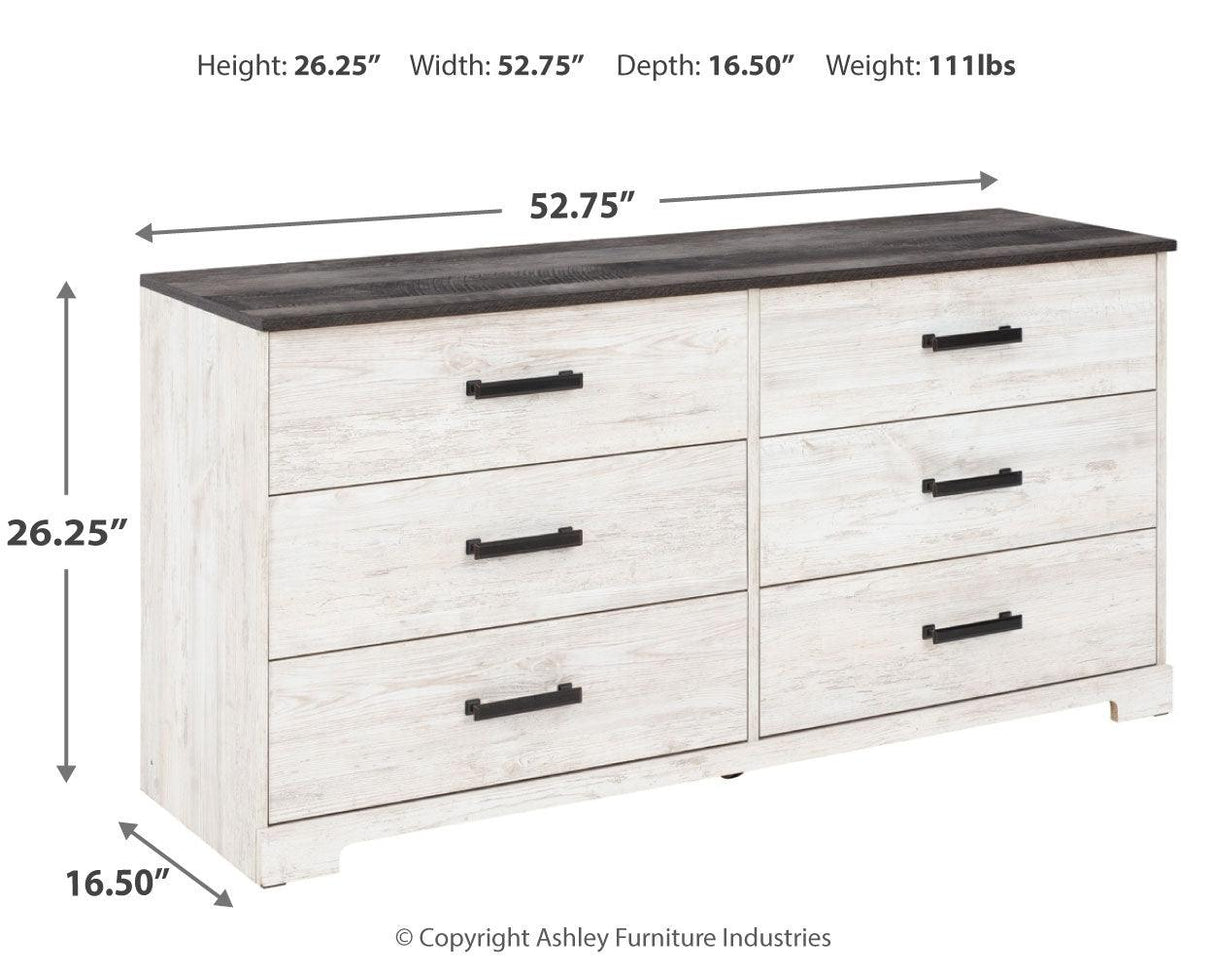 Shawburn Full Panel Headboard Bed with Dresser and 2 Nightstands in Whitewash by Ashley at Eve Furniture
