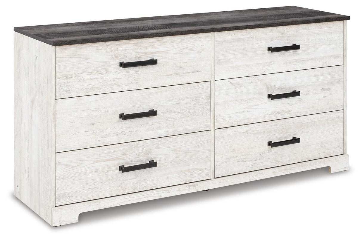 Shawburn Full Panel Headboard Bed with Dresser in Whitewash by Ashley at Eve Furniture