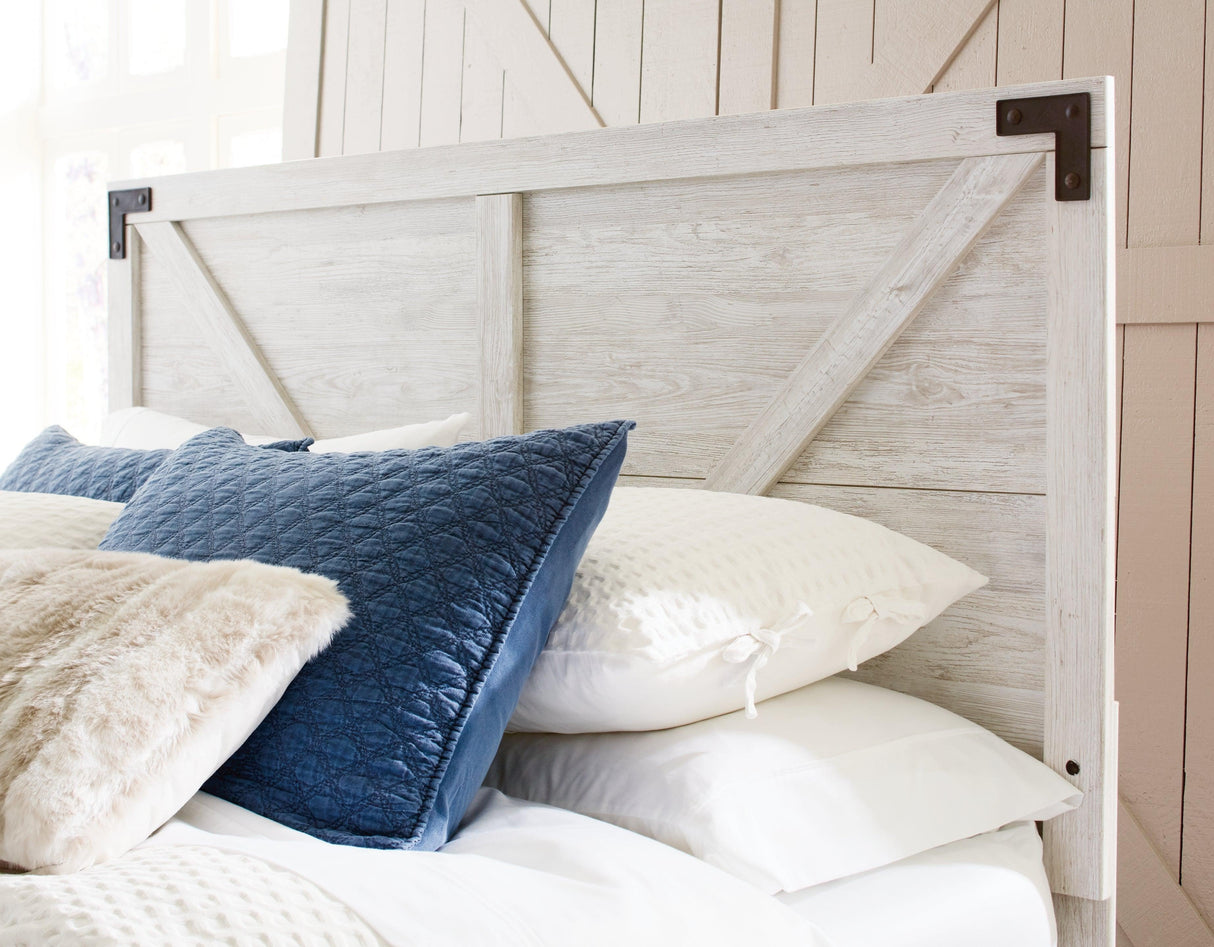 Shawburn Full Panel Headboard Bed with Dresser in Whitewash by Ashley at Eve Furniture