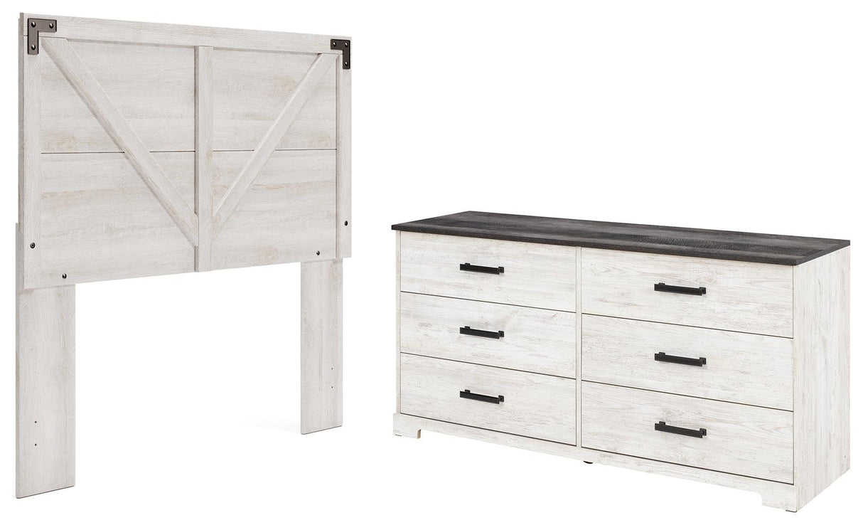 Shawburn Full Panel Headboard Bed with Dresser in Whitewash by Ashley at Eve Furniture
