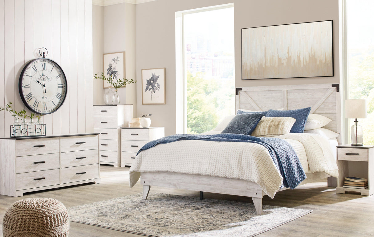 Shawburn Full Platform Bed with Dresser in White/Dark Charcoal Gray by Ashley at Eve Furniture