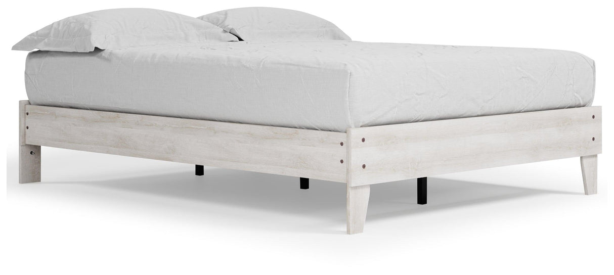Shawburn Queen Platform Bed with 2 Nightstands in Whitewash by Ashley at Eve Furniture