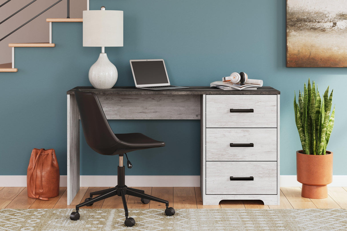Shawburn White/Dark Charcoal Gray 54" Home Office Desk by Ashley at Eve Furniture