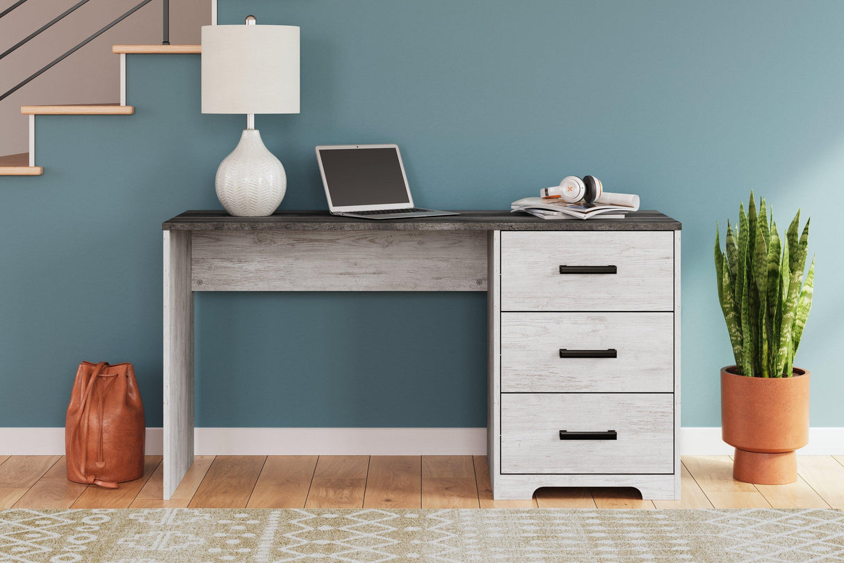 Shawburn White/Dark Charcoal Gray 54" Home Office Desk by Ashley at Eve Furniture
